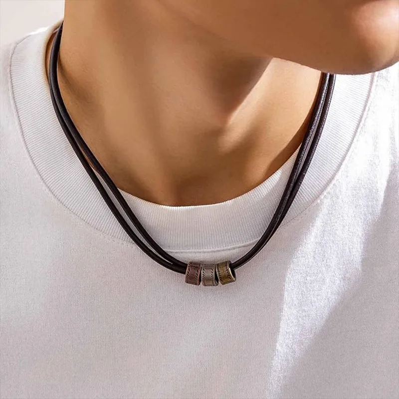 Collar De Moda De Hombre De Cuero