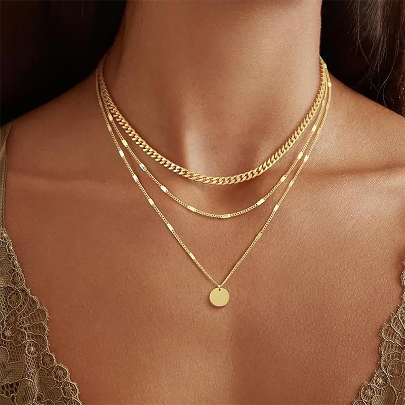 Collar de moda para mujer chapado en oro